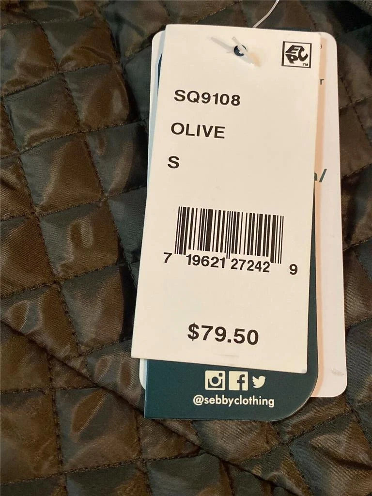 Sebby Women's Junior Hooded Quilted Water Resistant Coat Jacket, Small , Olive