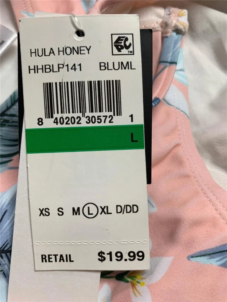 Hula Honey Women's Strappy Hipster Swim Bottom Floral Pink L-3