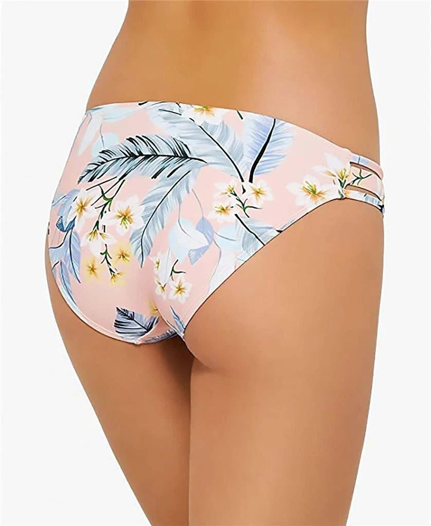 Hula Honey Women's Strappy Hipster Swim Bottom Floral Pink L