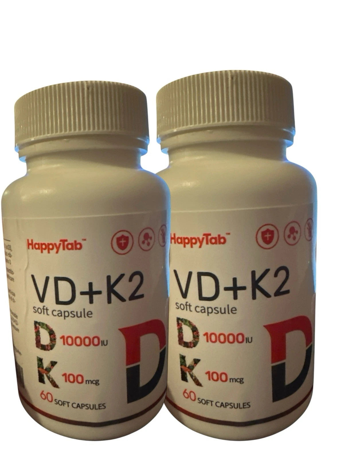 2 X HappyTab VD + K2 Soft Capsule Vitamin D3 10,000 IU + K2 MK7 100 mcg, 120 Ct-1