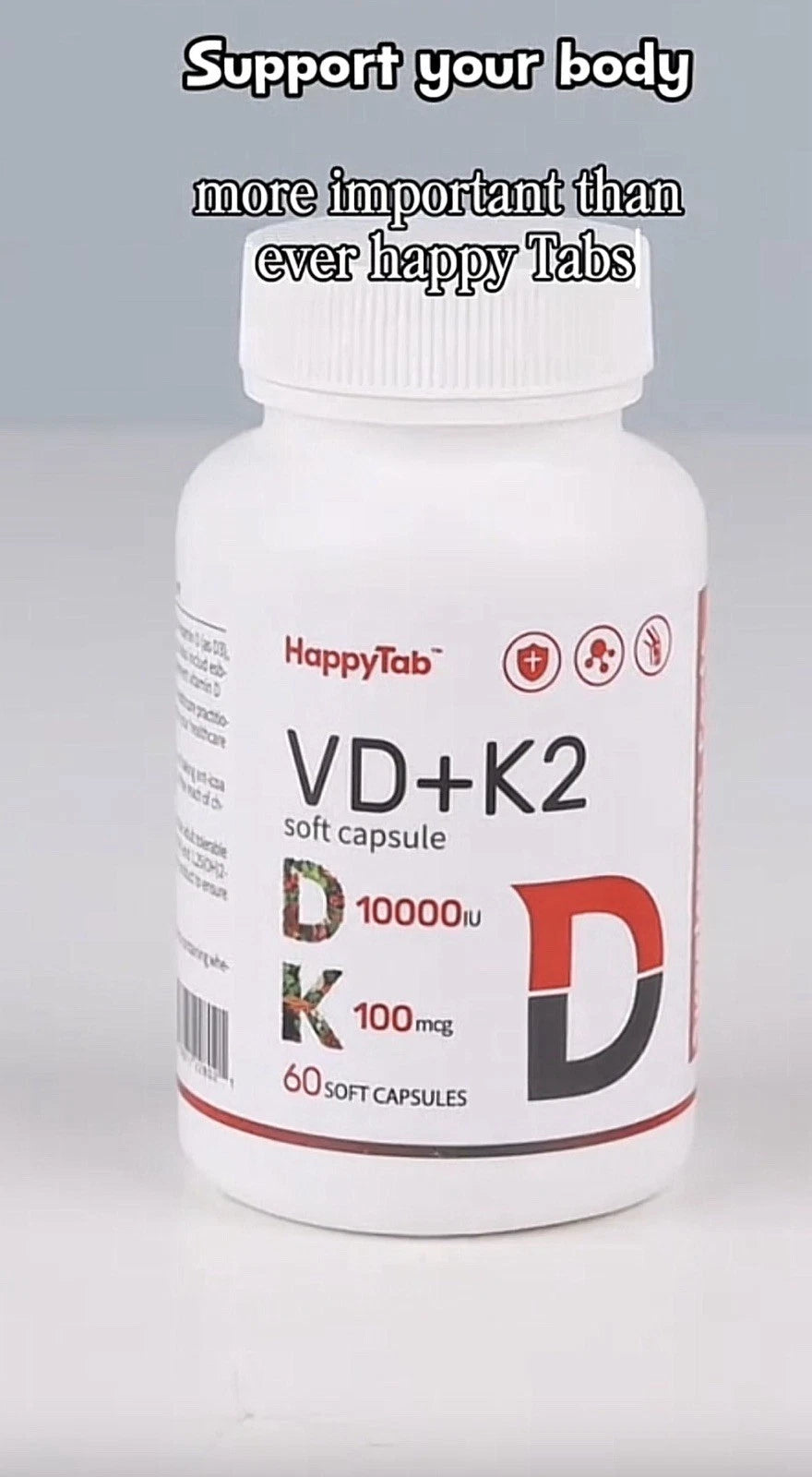 2 X HappyTab VD + K2 Soft Capsule Vitamin D3 10,000 IU + K2 MK7 100 mcg, 120 Ct-3