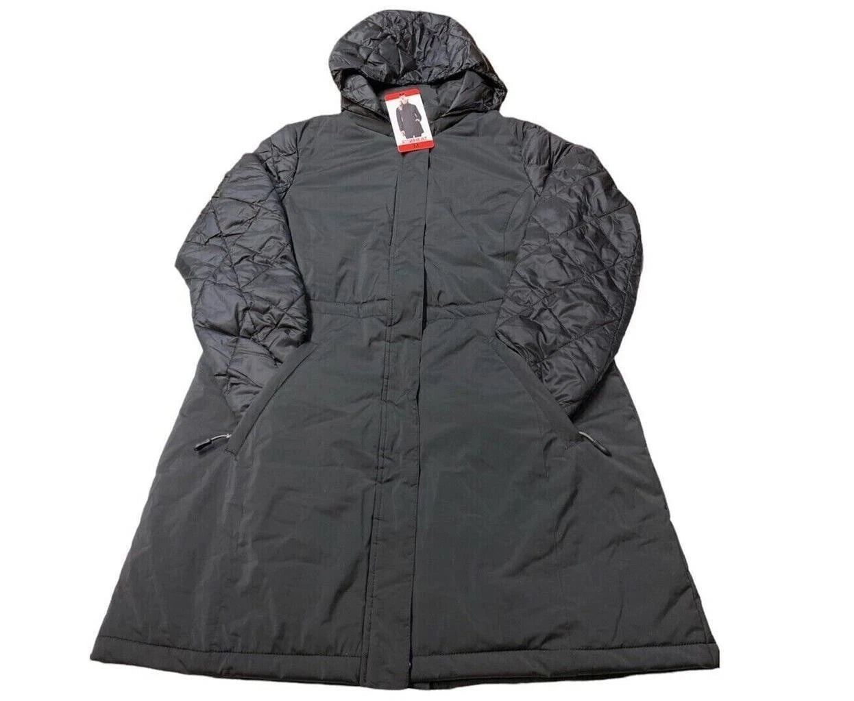 32 DEGREES Heat Women's Puffer Hoodie Jacket, BLACK, Medium