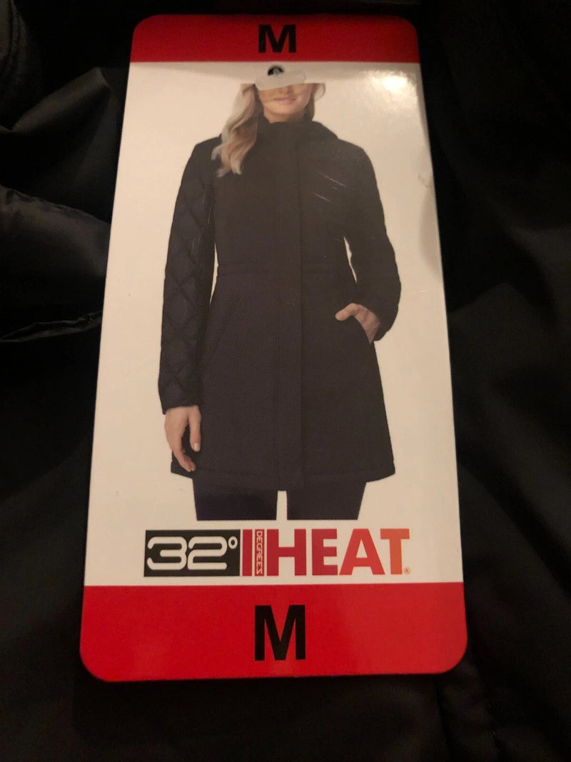32 DEGREES Heat Women's Puffer Hoodie Jacket, BLACK, Medium-5