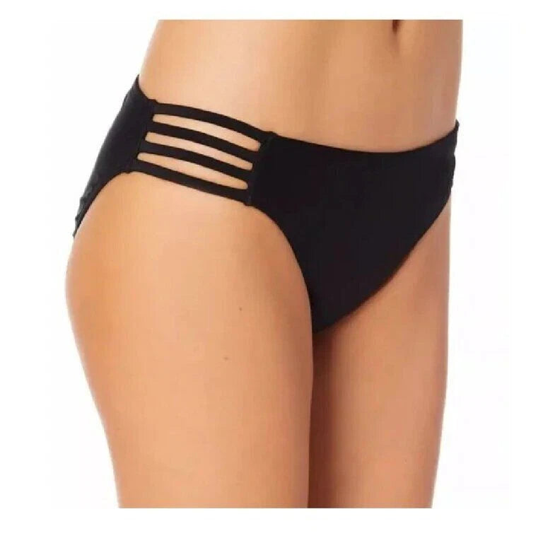 CALIFORNIA WAVES Women's Stretch Bikini Strappy Hipster Swimsuit Bottom BLACK XL-2