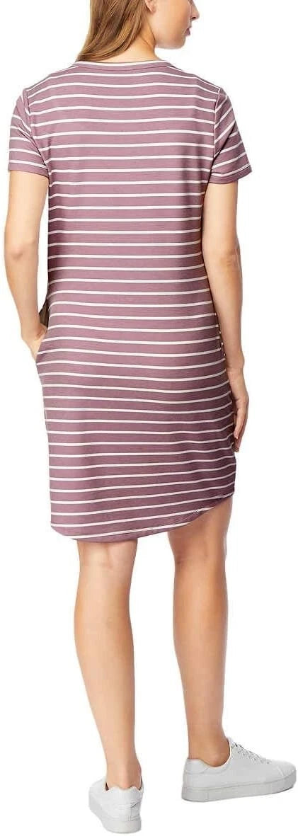 32 DEGREES Cool Women's Relaxed Fit Pullover Dress, Ballerina Pink Stripe, S-4