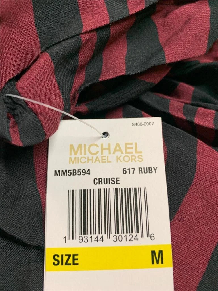 Michael Kors Women's Animal-Print Cover-Up Shirt, RUBY, M-3