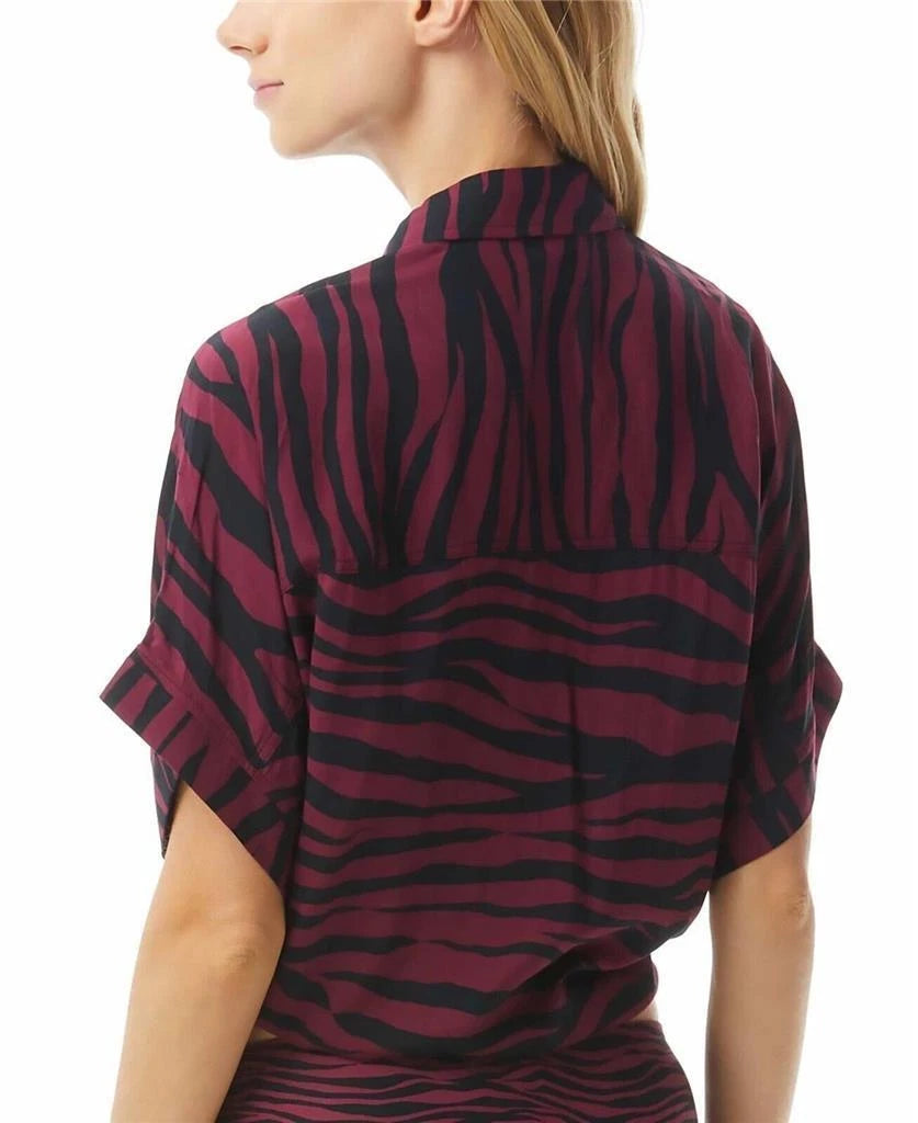 Michael Kors Women's Animal-Print Cover-Up Shirt, RUBY, M-2