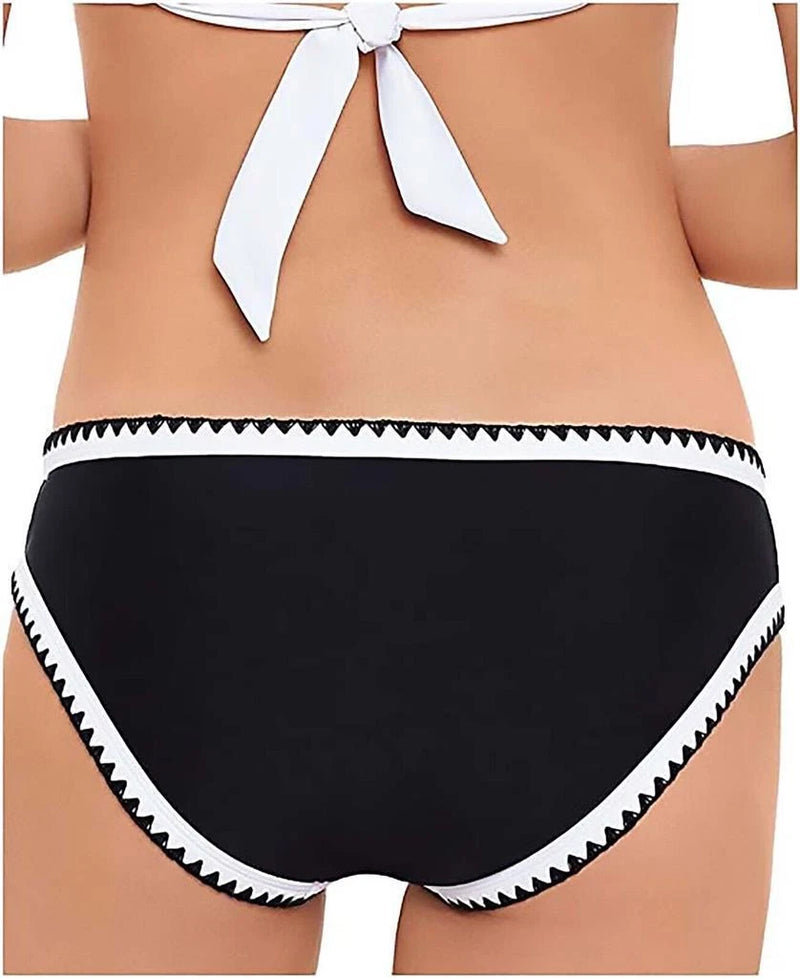 SALT + COVE Color Block Stretch Stitched Crochet Hipster Swimsuit Bottom, BLK, S-2