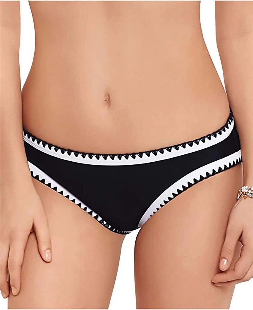 SALT + COVE Color Block Stretch Stitched Crochet Hipster Swimsuit Bottom, BLK, S-1