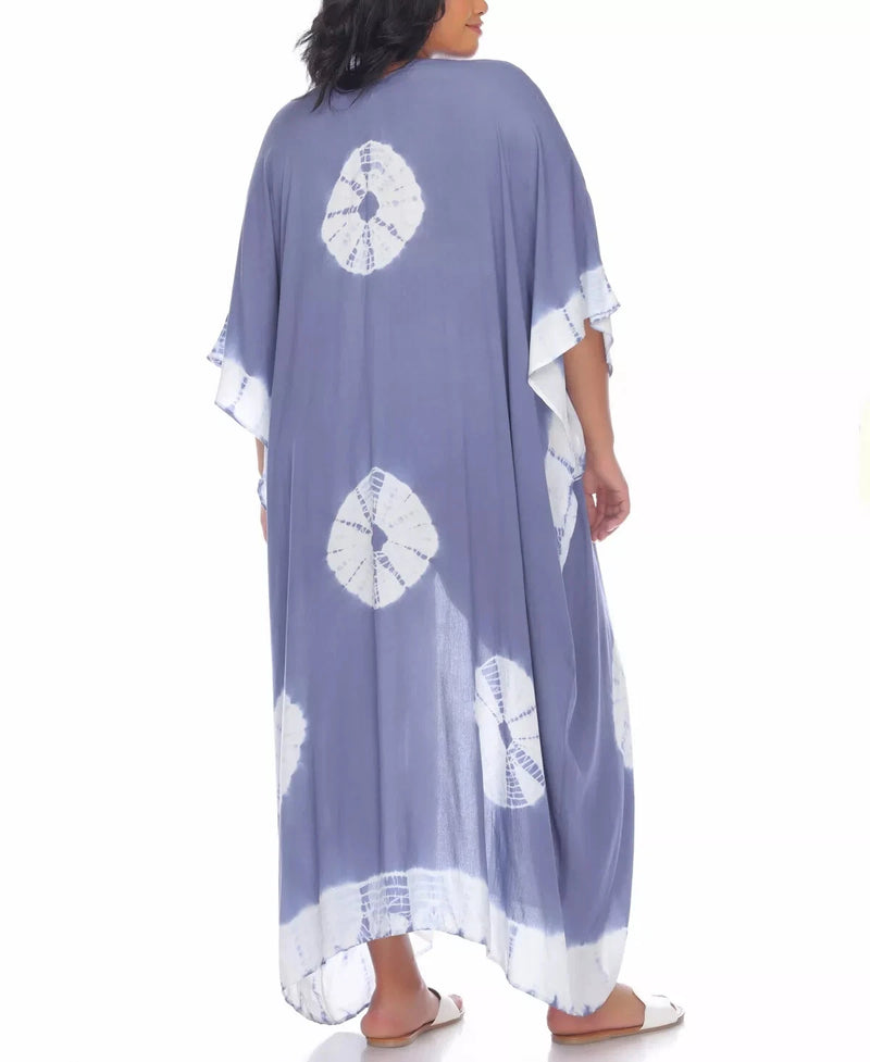 RAVIYA Women's Tie-Dye Kimono Maxi Cover-Up, AZURE TD, L/XL-3