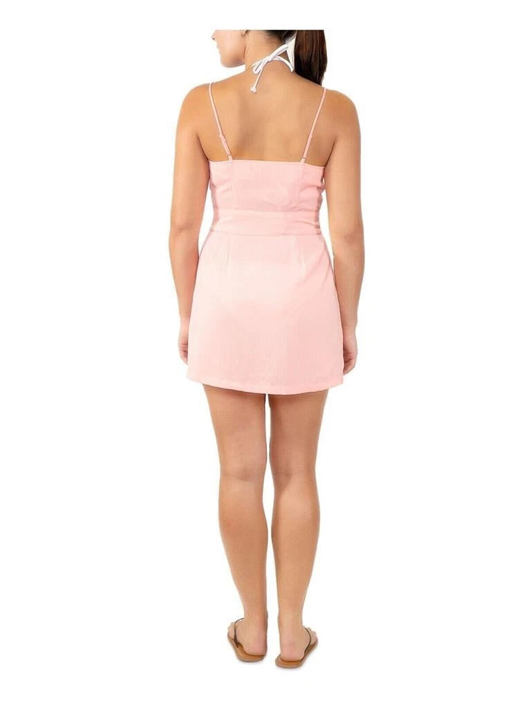 MIKEN Women's Button Front Closure Tie Adjustable Swimsuit Cover Up, Peach, XS-3