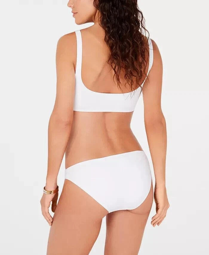 Michael Michael Kors Women's Sea Solids Lace Up Classic Bikini Top White Size XS-2