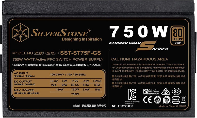 Silverstone Tek Strider Gold S Series 750W 80 Plus Gold Modular (only) ST75F-GS-2
