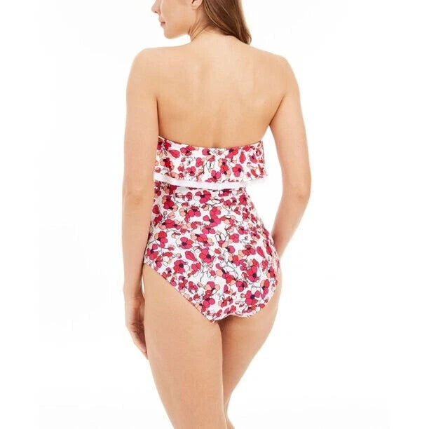 Tommy Hilfiger Women's Ruffled Bandeau One Piece Swimsuit 14-2