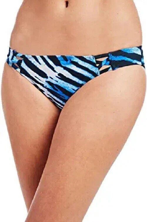RACHEL Rachel Roy Women's Standard Strppy Front Swim Bottom, Blue Zebra, S-1