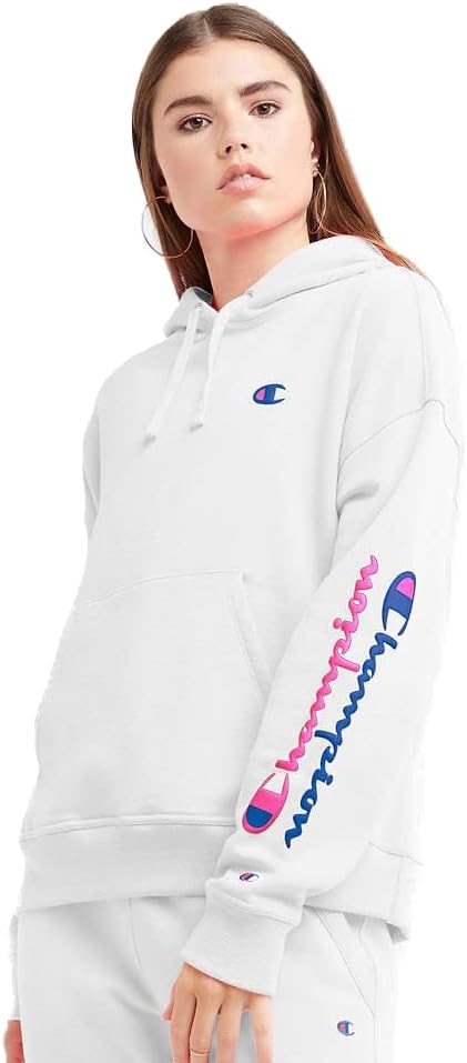 Champion Women’s Pullover Fleece Hoodie, Loose Fit, Midweight, Script Logo-42