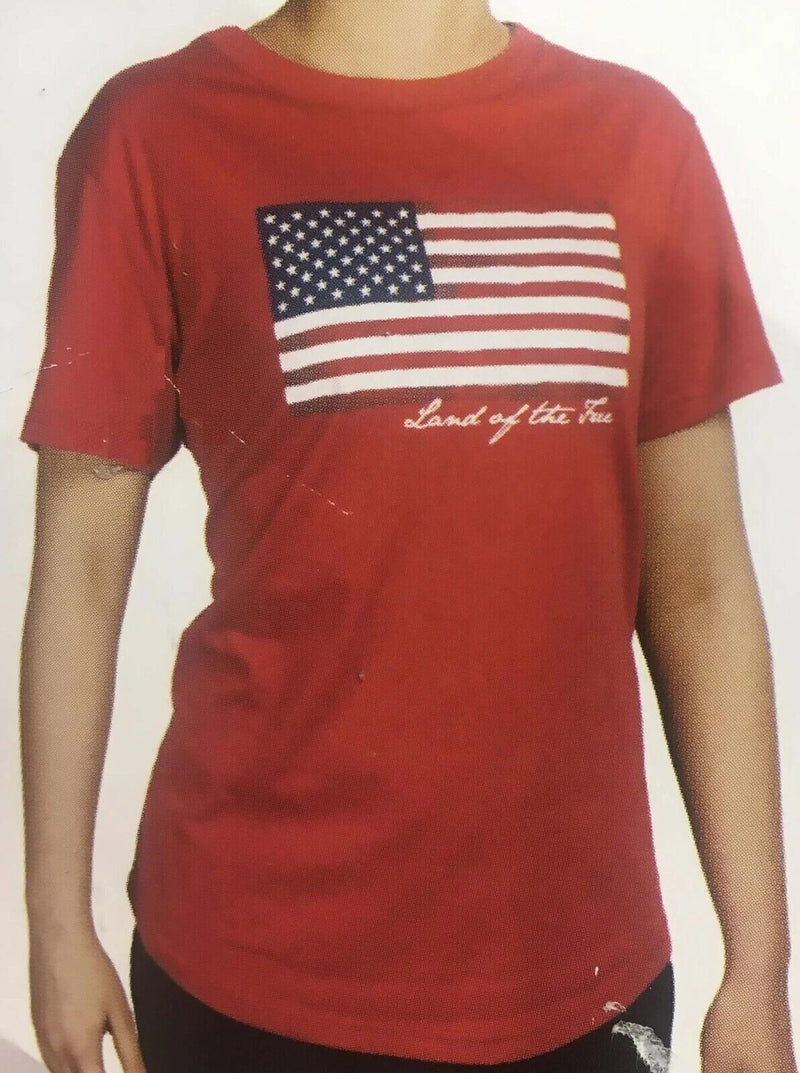 Galt Women's Land of the Free Printed Flag Graphic T-Shirt, RED, M-1