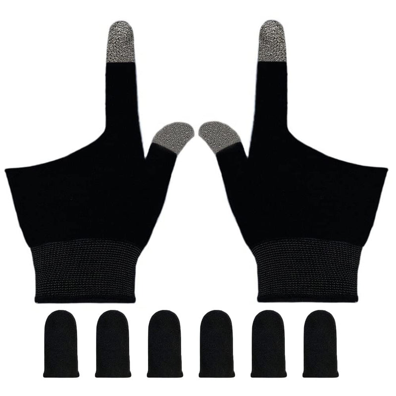Gaming Gloves for Sweaty Hands - Rakizbe High-Sensitive Anti-Sweat Breathable Seamless Touch Screen Gloves with Thumb Finger Sleeves for iPad/Mobile Game Controller