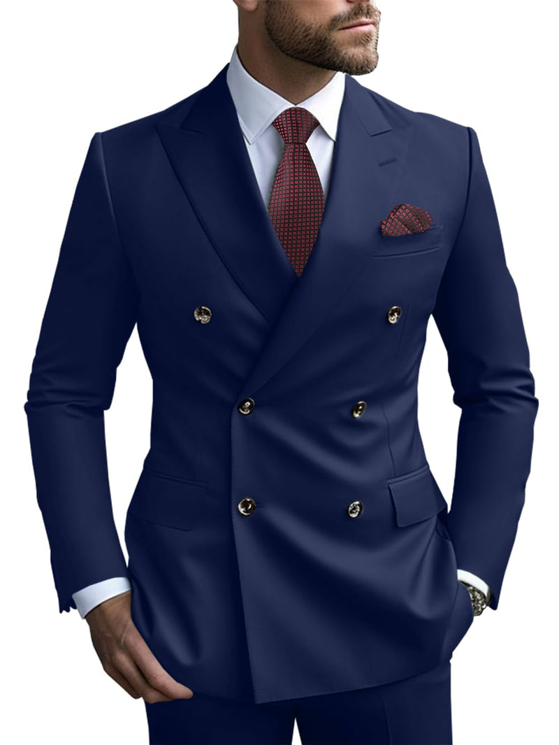 2 Piece Double Breasted Men Suit Slim Fit Mens Double Breasted Blazer Pants Sets Wedding Suit Prom Suits-14