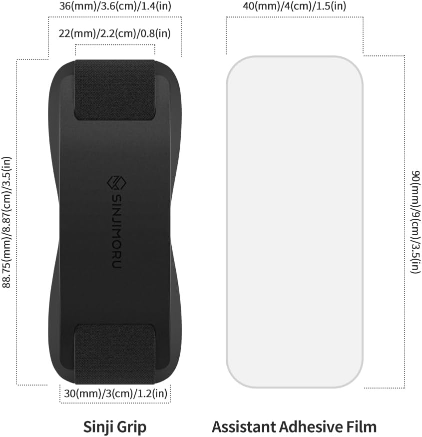 Sinjimoru Phone Grip with Silicone Band – Comfortable One-Hand Holder & Kickstand for Smartphones, Tablets, and eReaders for iPhone, Android, and Kindle Sinji Grip Silicone Black