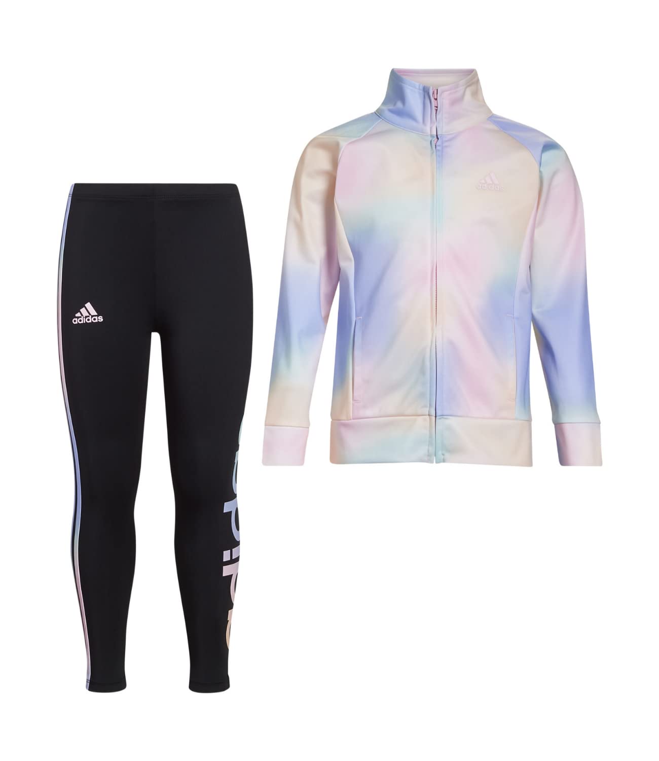 adidas Little Girl's Zip Front Classic Tricot Jacket and Joggers Set