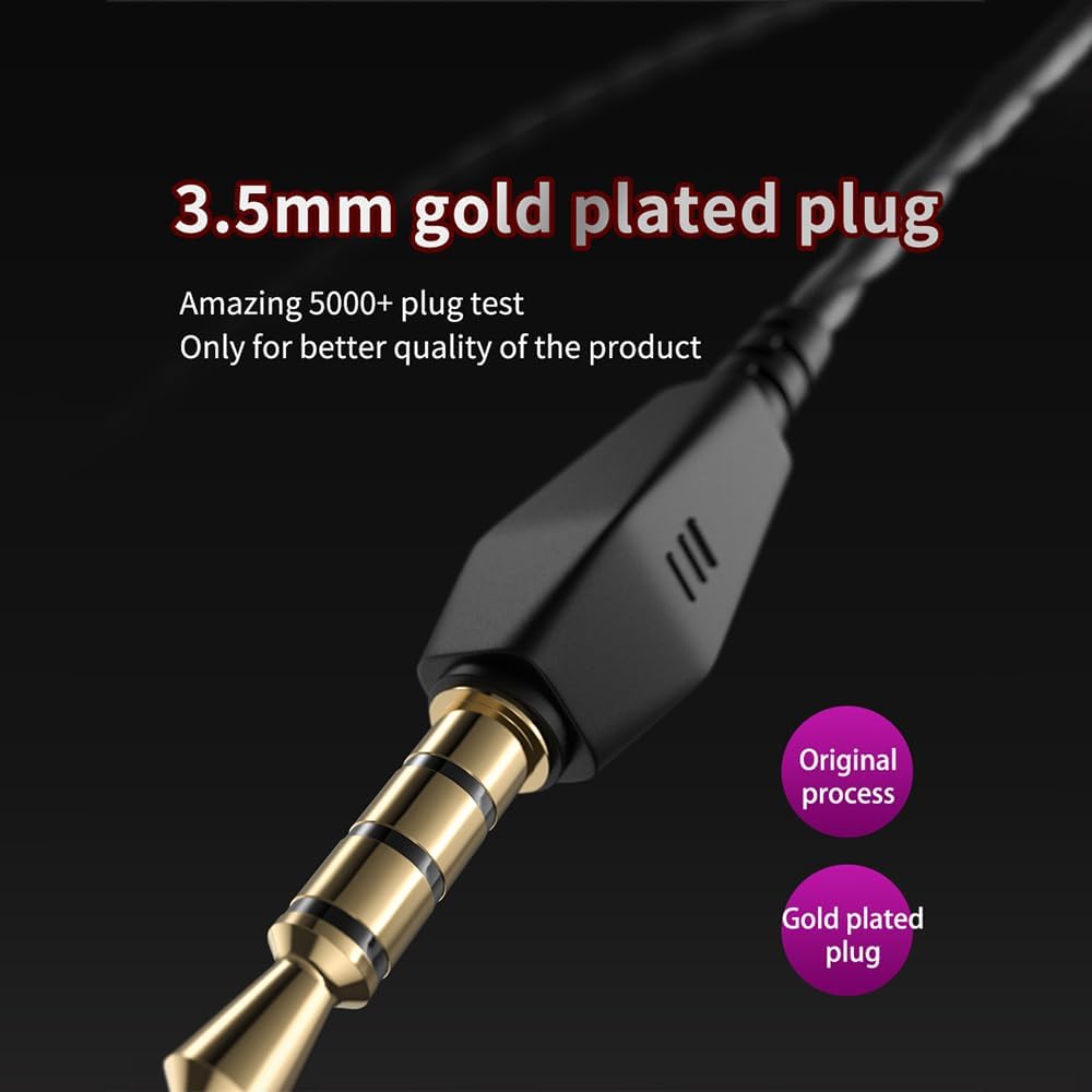 Gaming Earbuds with Mic,Universal 3.5mm HiFi Sport Headphones in Ear Earphone for Running with Microphone Headset Music Earbuds (with mic, Black)