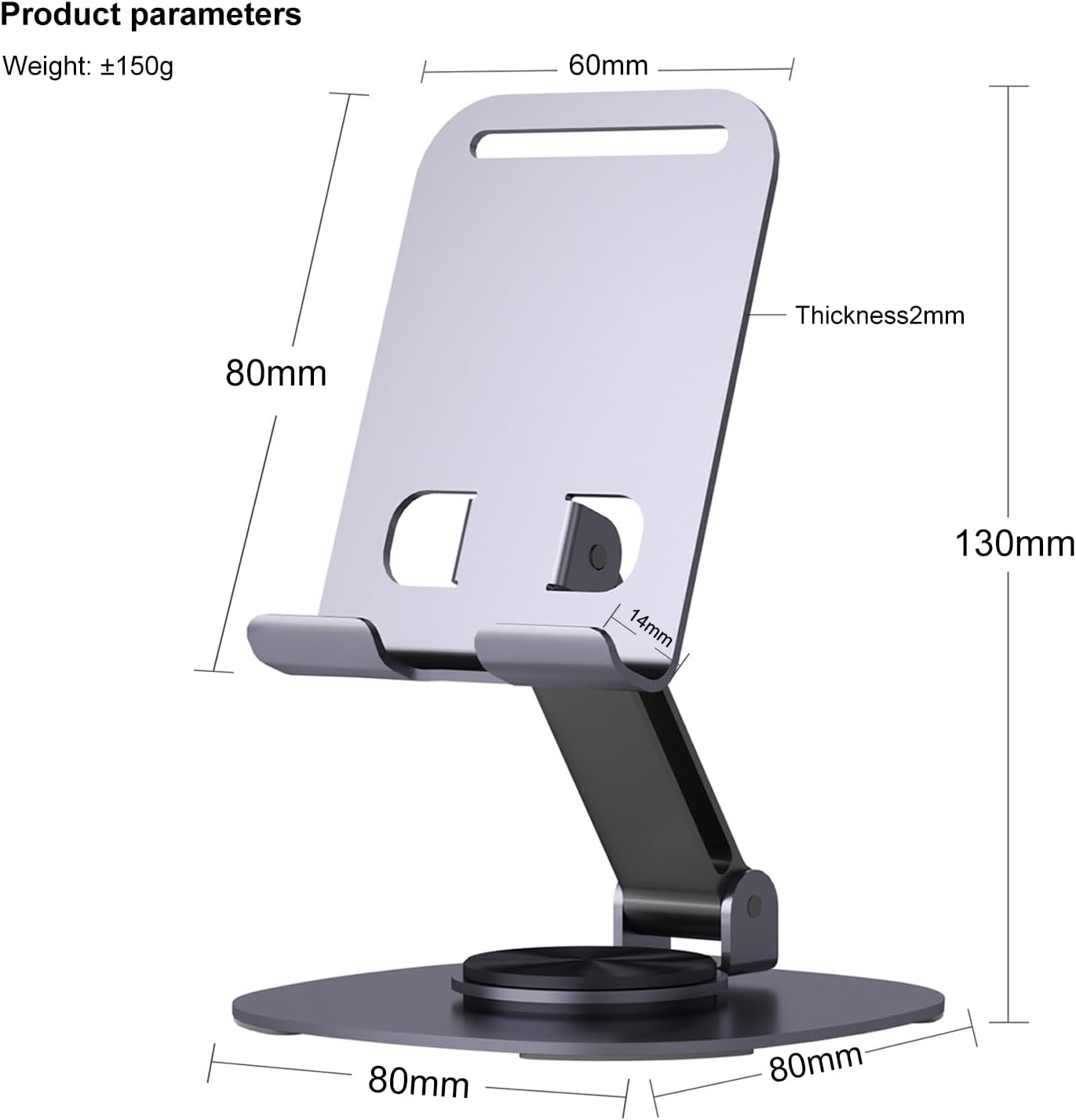 360°Rotating Phone Holder for Desk, Portable & Foldable Cell Phone Stand for Office & Kitchen, Adjustable Tablet Stand for All Mobile Phones, iPhone, iPad, Nintendo Switch (Metal Purple)