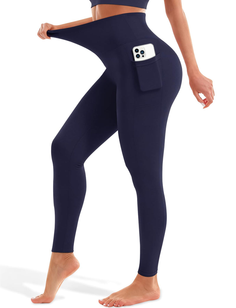 Blue Breath Leggings for Women - High Waisted Yoga Pants Tummy Control Full Length Buttery Soft for Workout Athletic
