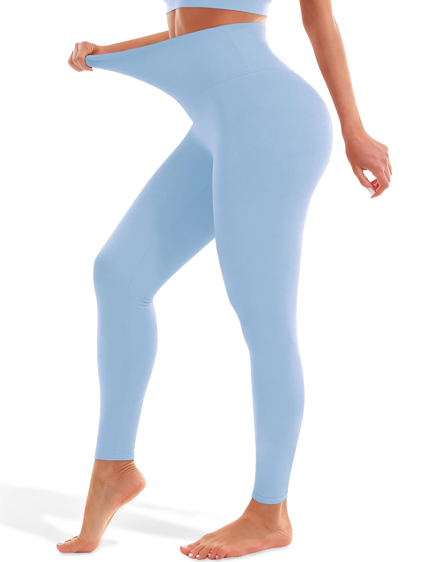 Blue Breath Leggings for Women - High Waisted Yoga Pants Tummy Control Full Length Buttery Soft for Workout Athletic