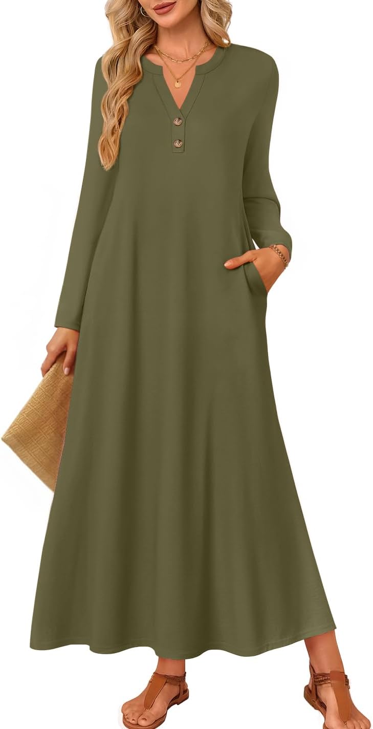 ZESICA Fall Long Sleeve Comfortable Loose Maxi Dresses for Women 2026 Elegant Classy Winter Wedding Guest Dress-32