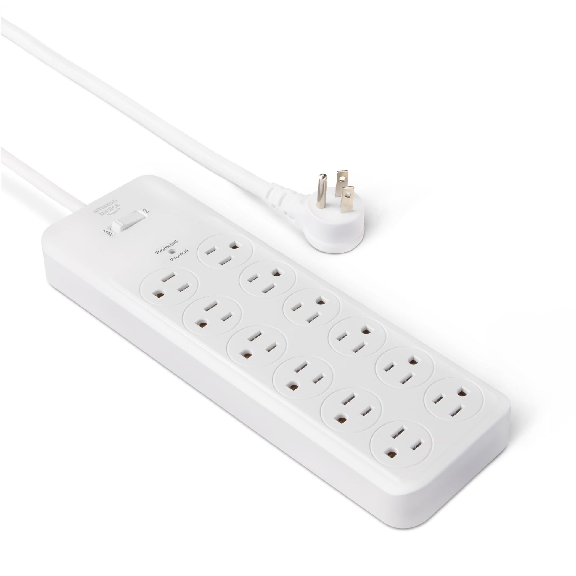 Amazon Basics 12-Outlet Surge Protector Power Strip, 4000 Joules, 8ft Extension Cord, Rectangle, for Home, Office, Gaming Room, Black
