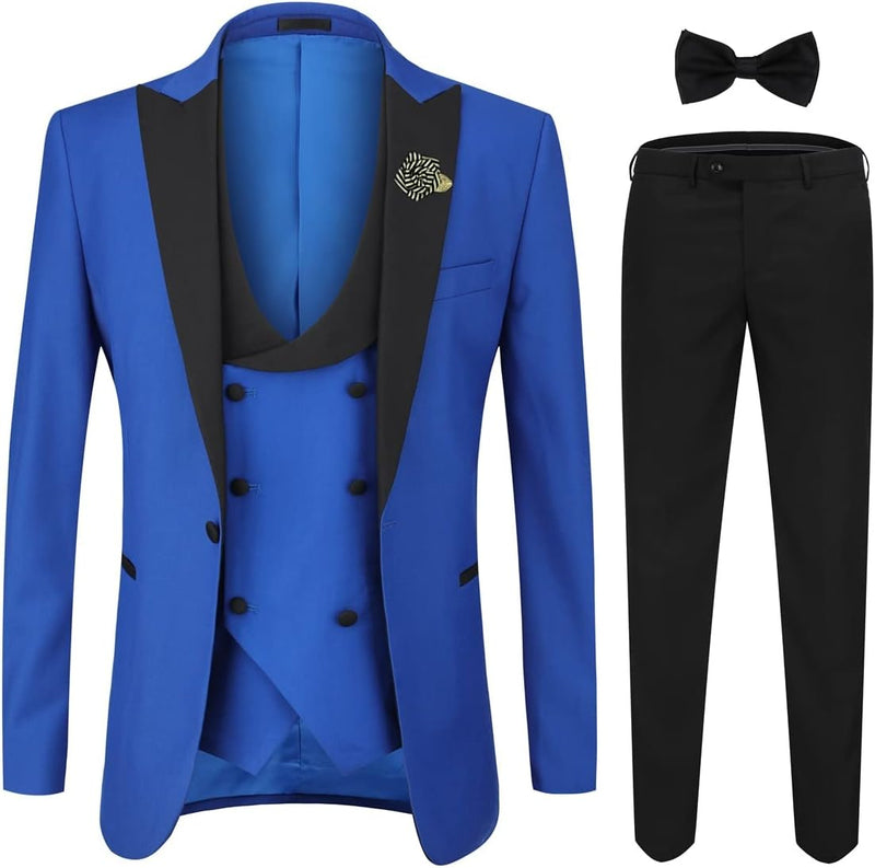 YFFUSHI Men's 3 Piece Suit Slim Fit One Button Prom Suits Set Blazer Vest Trousers-33
