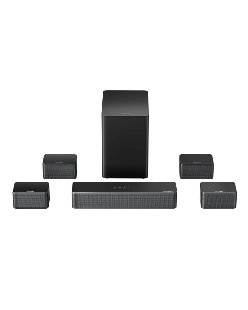 ULTIMEA 5.1CH Surround Sound Bar with Subwoofer, Dolby Atmos, VoiceMX, BassMX, APP, 300W Soundbar for Smart TV, Home Theater Surround Sound System for TV, BT 5.4, Poseidon M60 (2025 Model)
