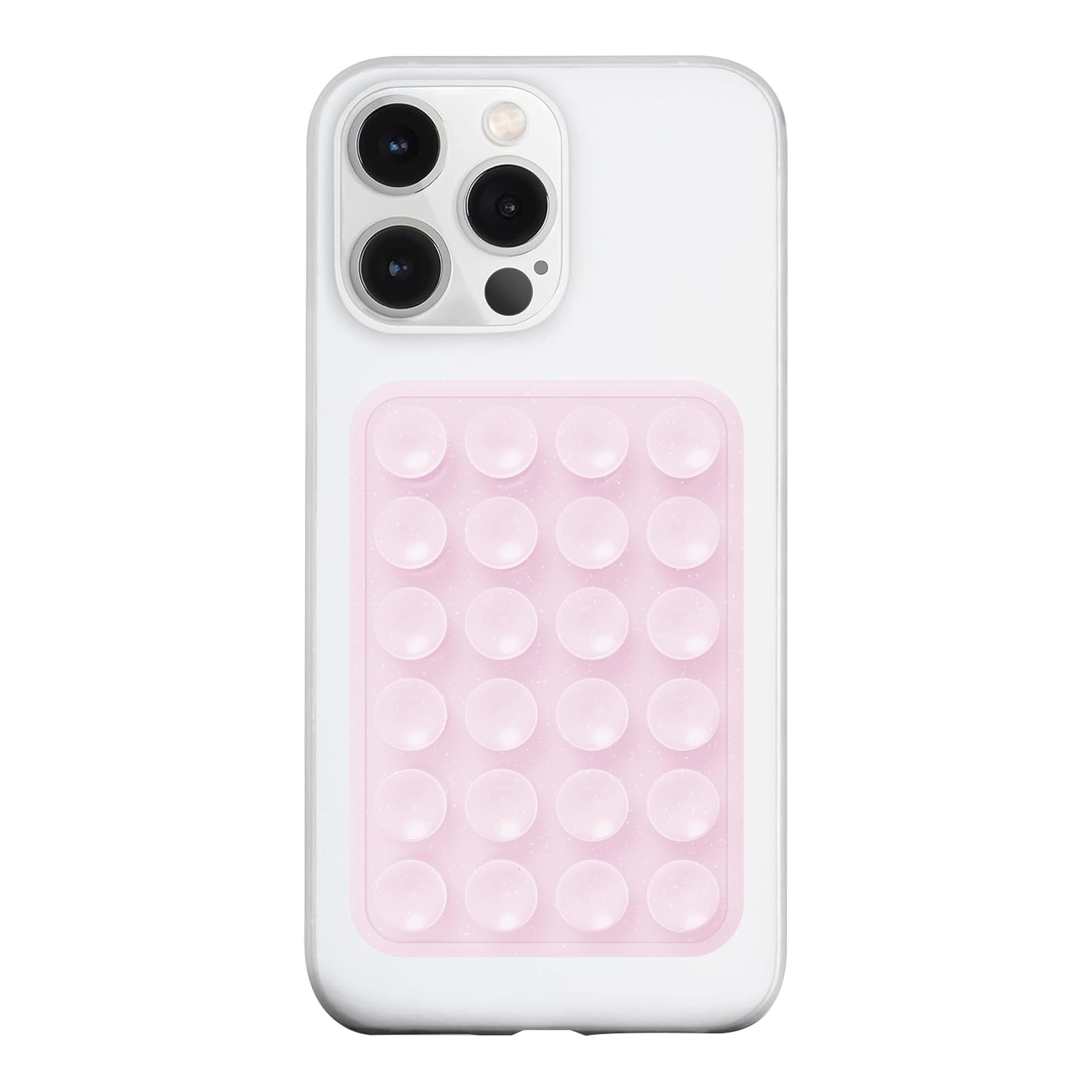 Silicone Suction Phone Case Mount, Silicon Adhesive Phone Accessory for Smartphones, Hands-Free Mirror Shower Phone Holder for Selfies, Tiktok Videos (Light Pink)
