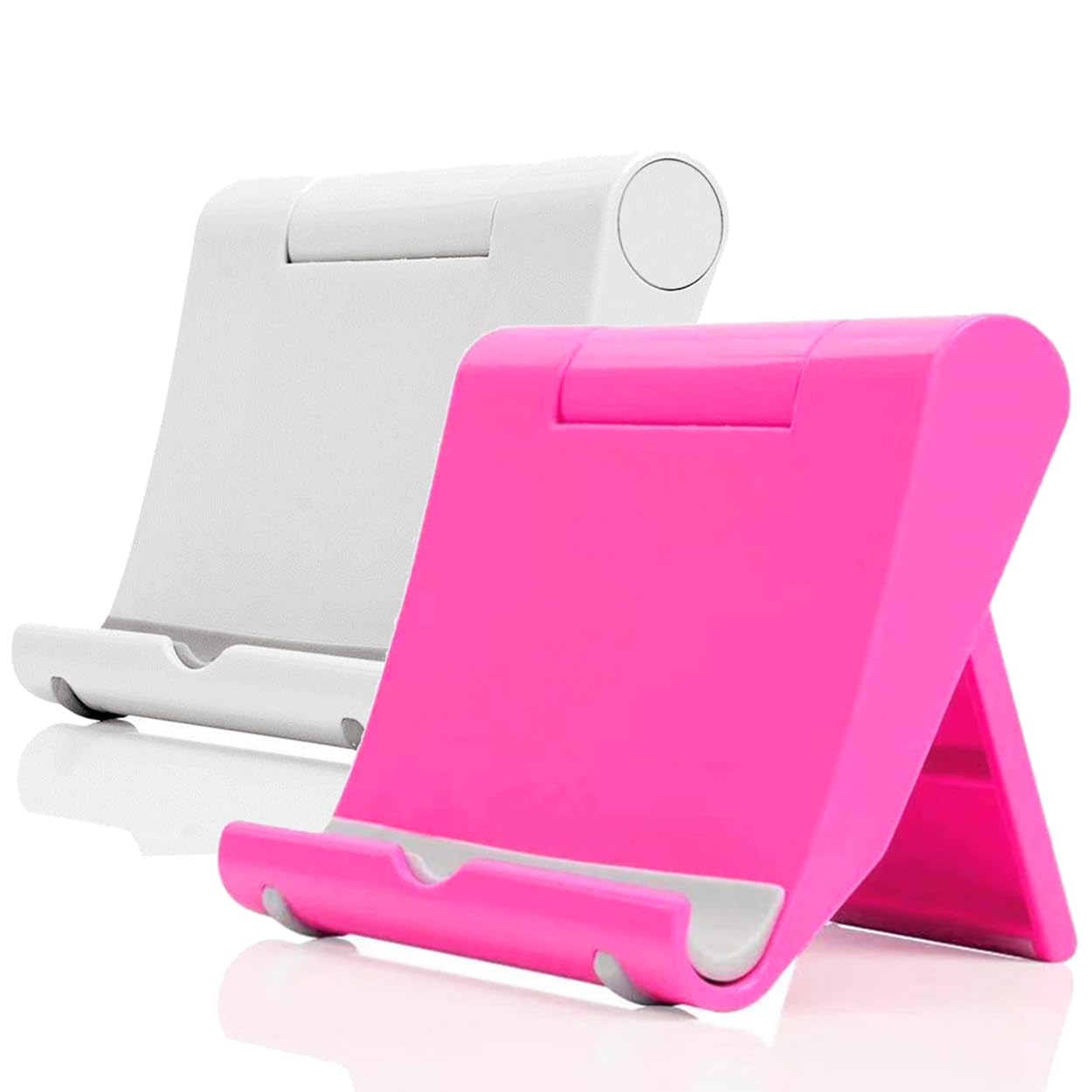 Cell Phone Stand for Desk Foldable Cell Phone Holder Desk Tablet Holder Mobile Phone Dock, Multi-Angle Universal Adjustable Tablet Dock Compatible with Most Cell Phones (Pink)