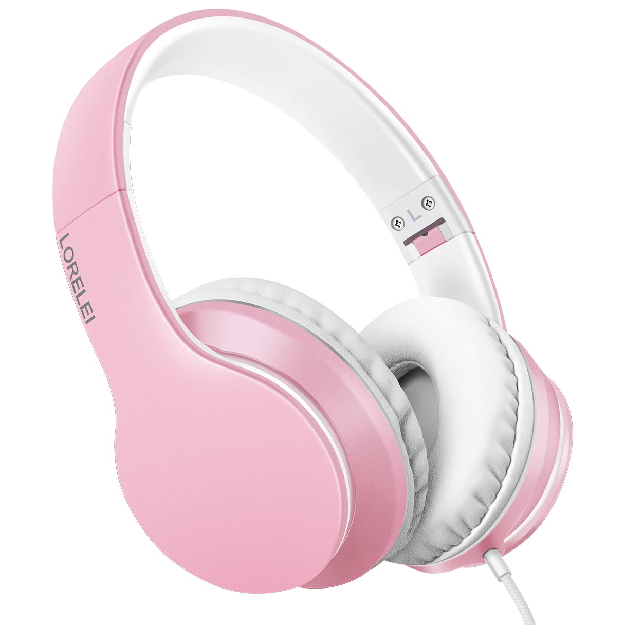 LORELEI X6 Over-Ear Wired Stereo Bass Headphones with Microphone, Lightweight, Foldable & Portable with 1.45M No-Tangle for Smartphone, Tablet, MP3/4, Space Black