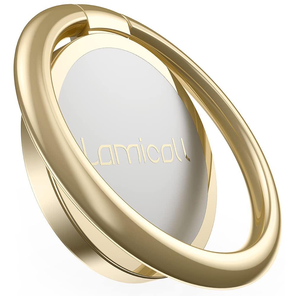 Lamicall Cell Phone Ring Holder Stand - Phone Finger Gip Kickstand, 360° Rotation Polished Metal Grip for Magnetic Car Mount, Fit for iPhone 17/16/15/14 Pro Max Air, Android Smartphone Accessories