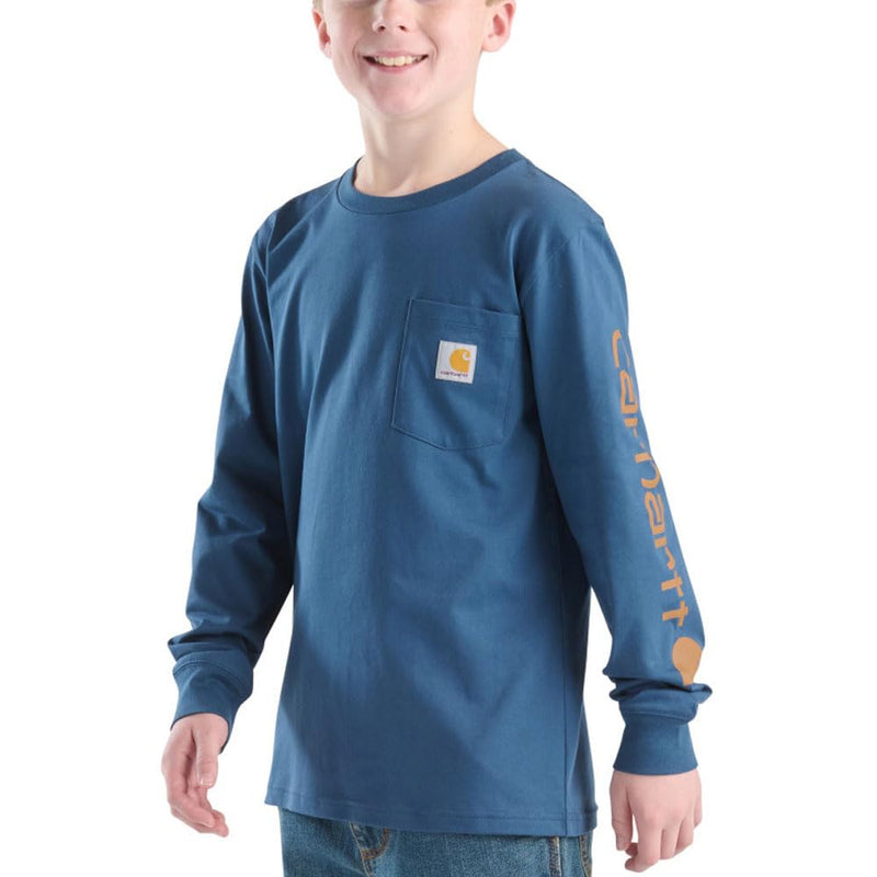 Carhartt Boys' Long-Sleeve Logo Sleeve Pocket T-Shirt