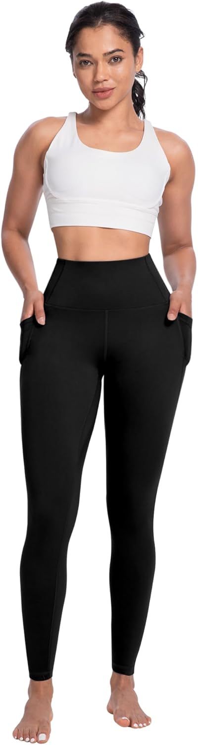 NORMOV 4 Packs Yoga Leggings with Pockets for Women, Soft High Waisted Tummy Control Workout Pants