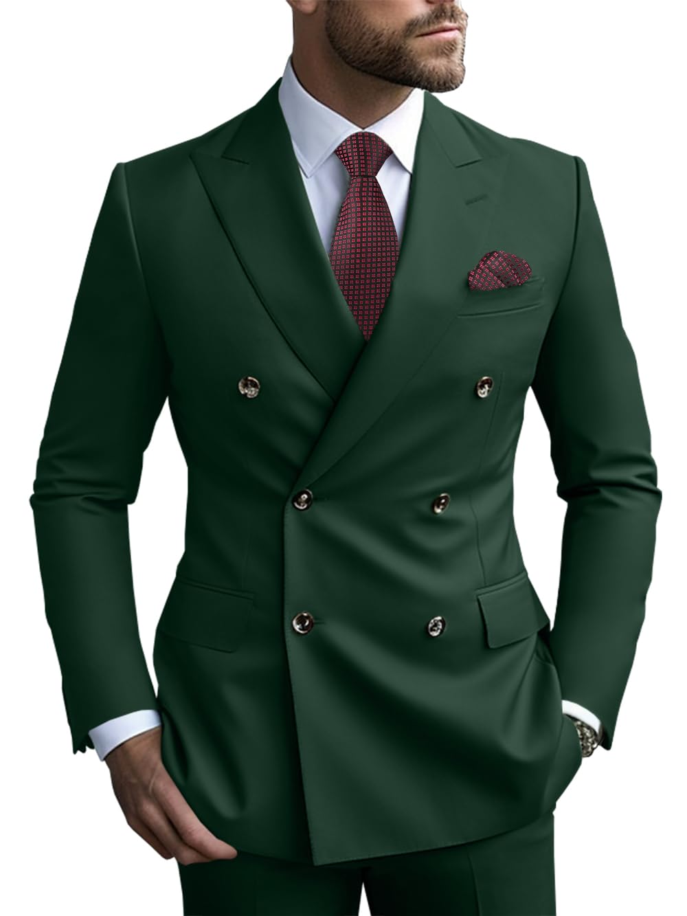 2 Piece Double Breasted Men Suit Slim Fit Mens Double Breasted Blazer Pants Sets Wedding Suit Prom Suits-37