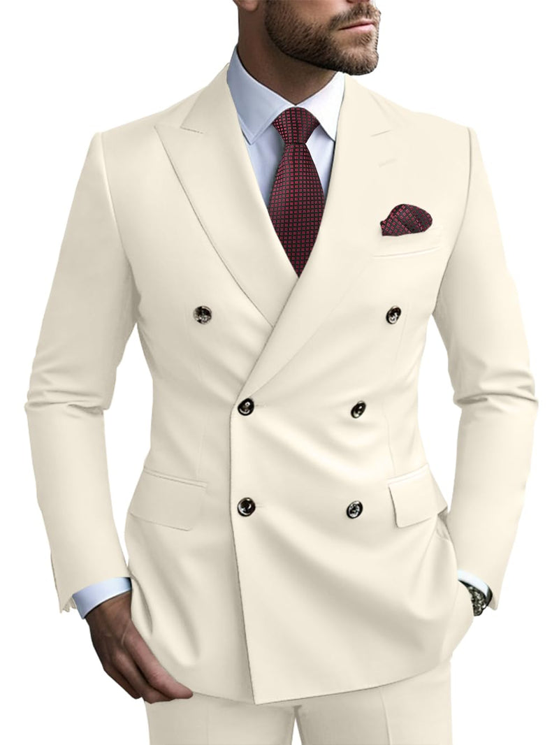 2 Piece Double Breasted Men Suit Slim Fit Mens Double Breasted Blazer Pants Sets Wedding Suit Prom Suits-79