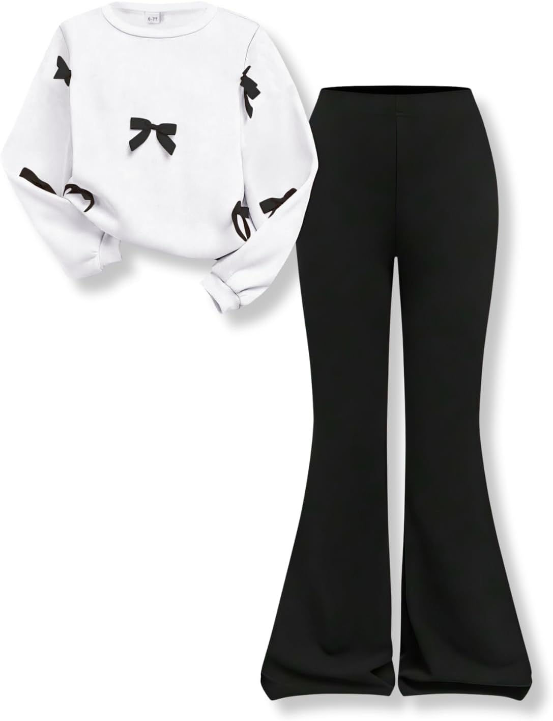 Voxikidio Girls 2 Piece Outfits Long Sleeve Butterfly Sweatshirt & Flared Pants Fall Clothing Set Size 7-12 Years