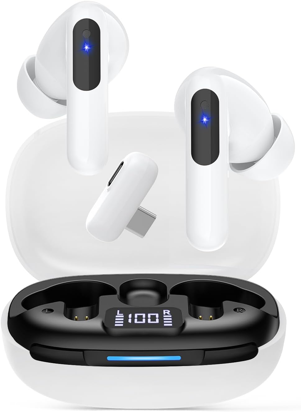 RYR Wireless Gaming Earbuds, 20ms Low Latency, Gaming Earbuds with Noise Cancelling Mic, 2.4Ghz & Bluetooth, LED Display, 36H Playtime for Meta Quest 3/2, PS5, PS4, VR, Switch, Steam Deck, PC, Phone