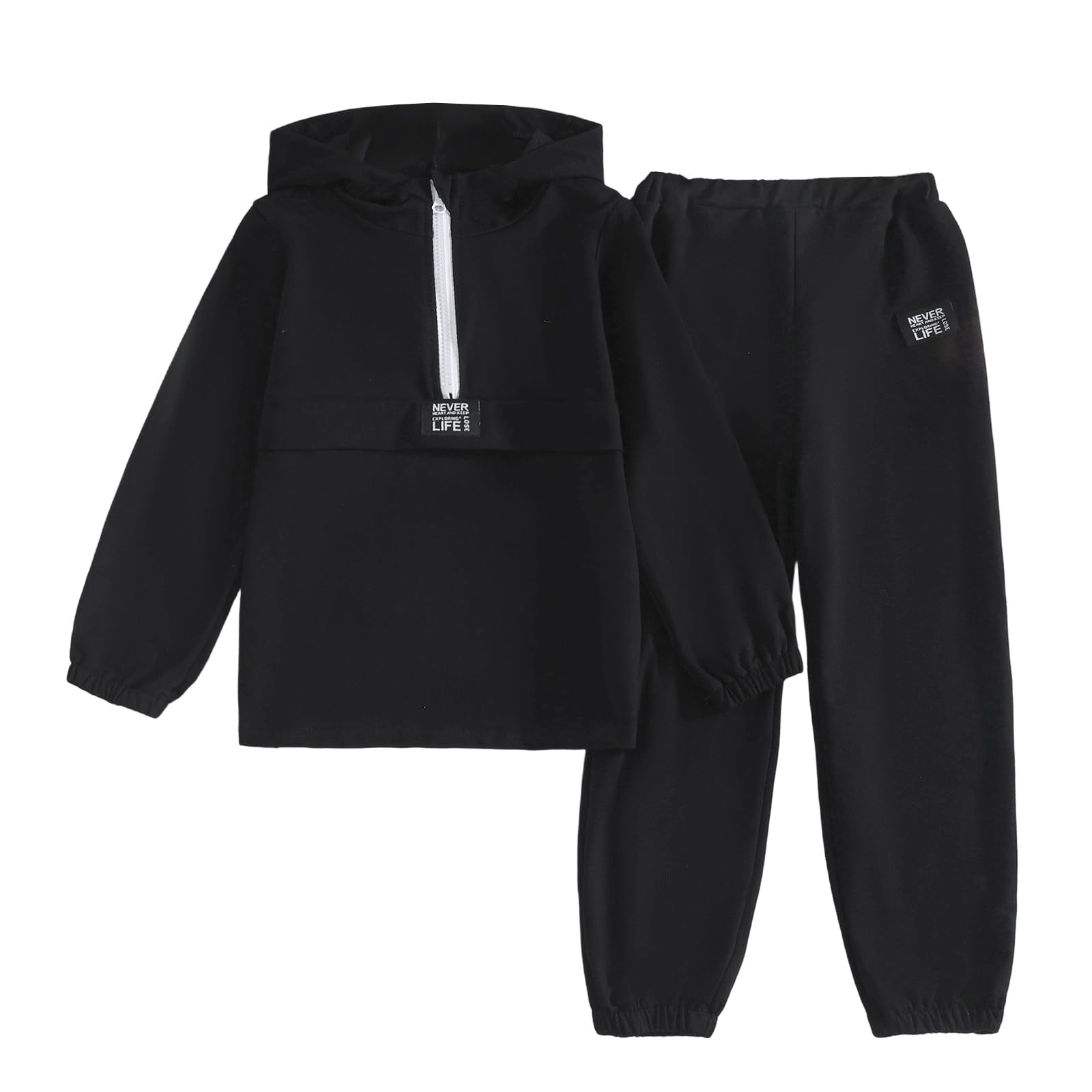 Voxikidio Kids Boys Clothes Color Blocking Hoodie Sweatshirts and Pant 2Pcs Fall Outfits Set Size 5-10