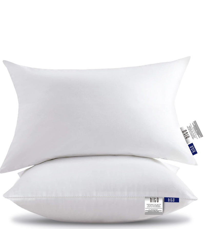 HITO 12x20 Pillow Inserts (Set of 2)- 100% Cotton Covering Down Alternative Throw Pillows White for Couch Bed Sofa