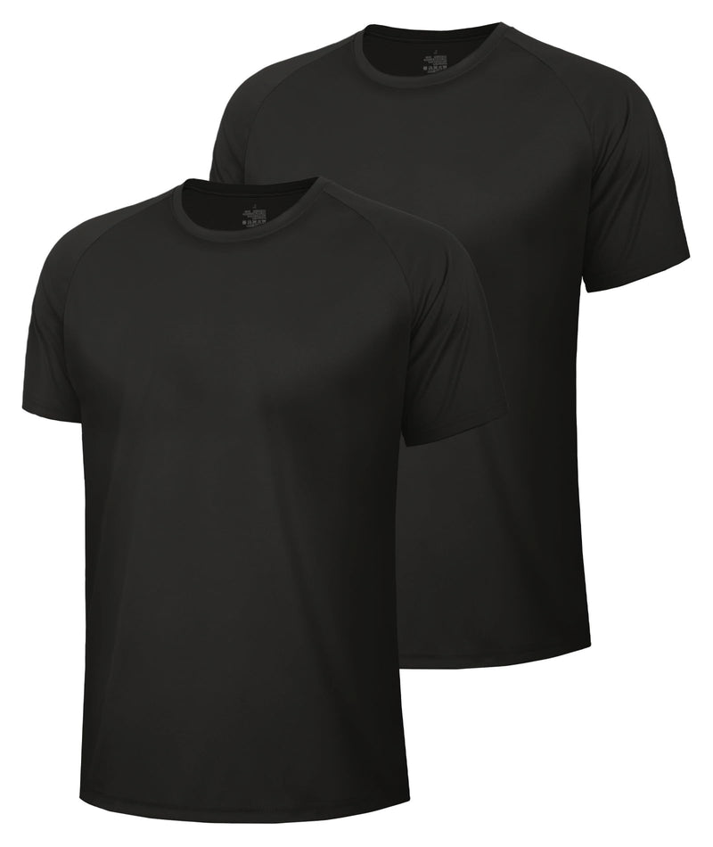 Workout Mens Shirts - Casual Black Quick Dry Moisture Wicking T-Shirts Crew Neck Short Sleeve for Gym Athletic Running