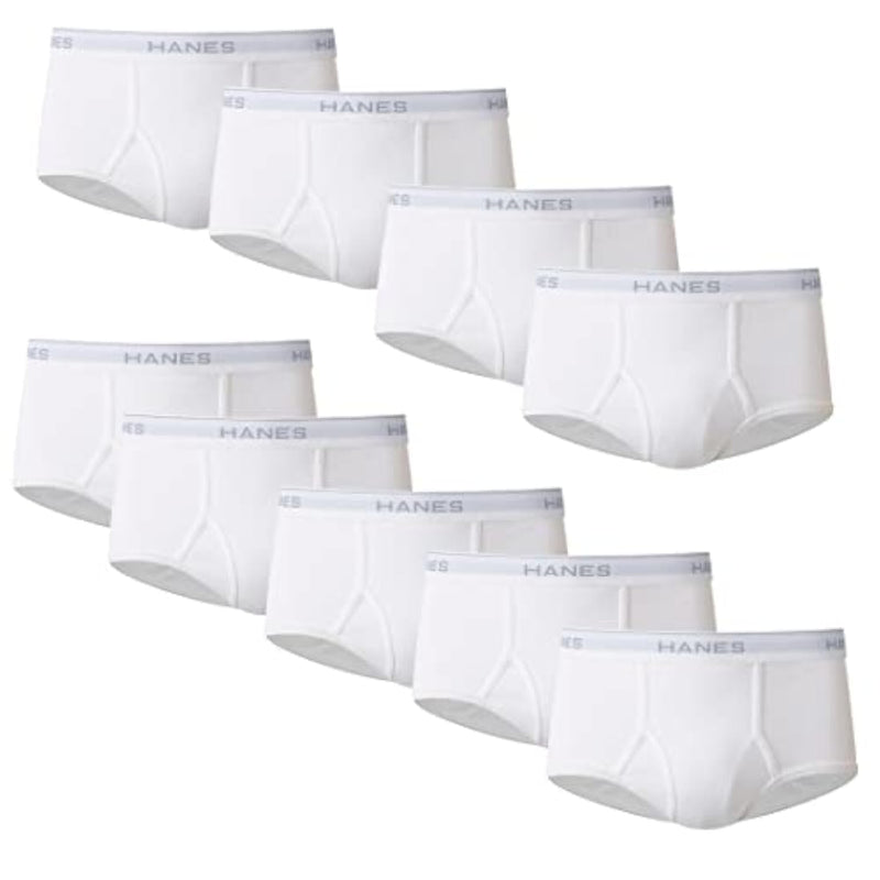 Hanes Men's Underwear Brief Pack, Full Rise Cotton Briefs, Moisture-Wicking Underwear, White, Multi-pack-10