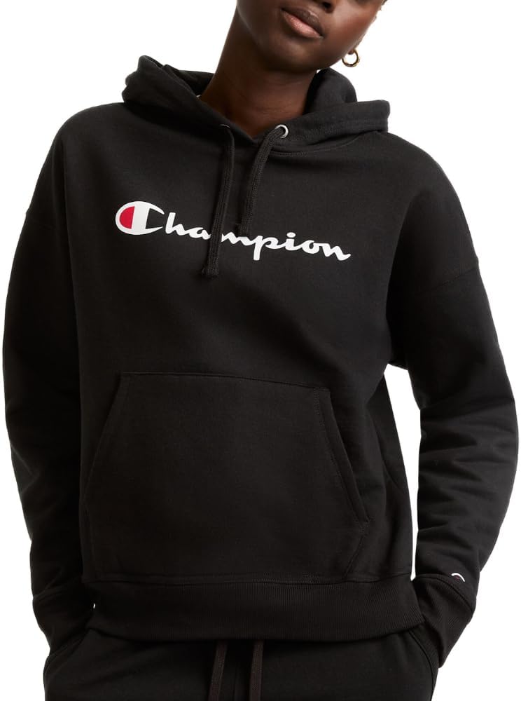Champion Women’s Pullover Fleece Hoodie, Loose Fit, Midweight, Script Logo-48