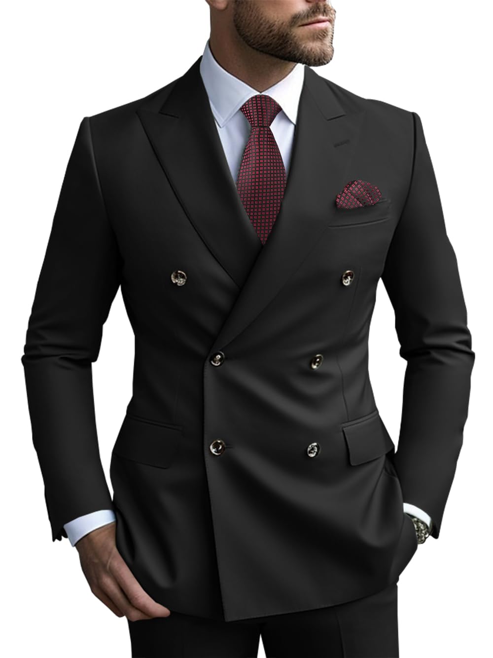 2 Piece Double Breasted Men Suit Slim Fit Mens Double Breasted Blazer Pants Sets Wedding Suit Prom Suits-42