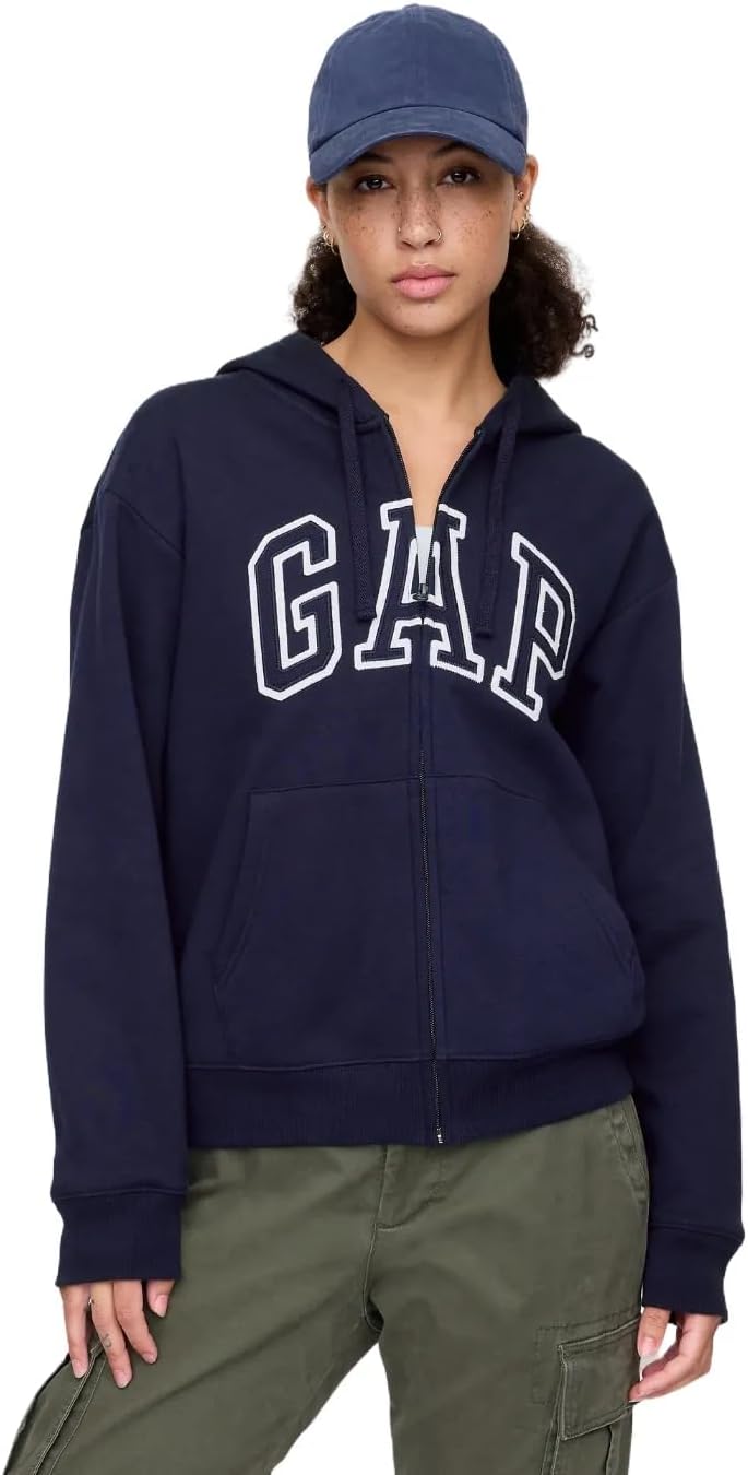 GAP womens Logo Hoodie Hooded Full Zip Sweatshirt-1